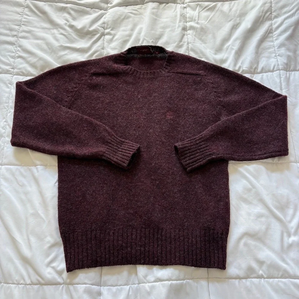 Vintage Chaps Ralph Lauren 100% Shetland Wool Sweater Burgundy Mens Medium